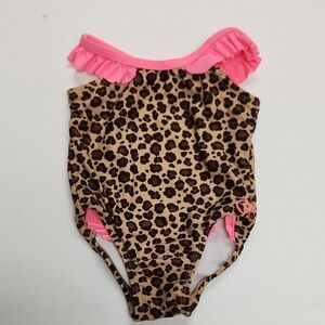 OP Kids Swim One Piece - Pink and Leopard Print